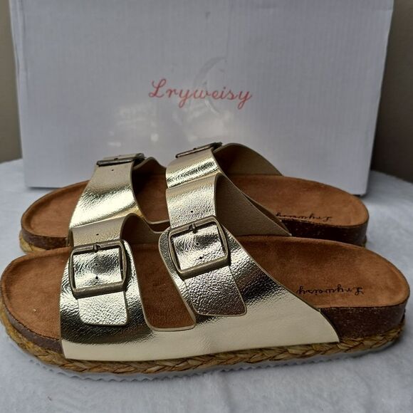 NIB Lryweisy Women Cork Sandals Comfortable Espadrilles Flatform Sz 8 - Picture 5 of 7